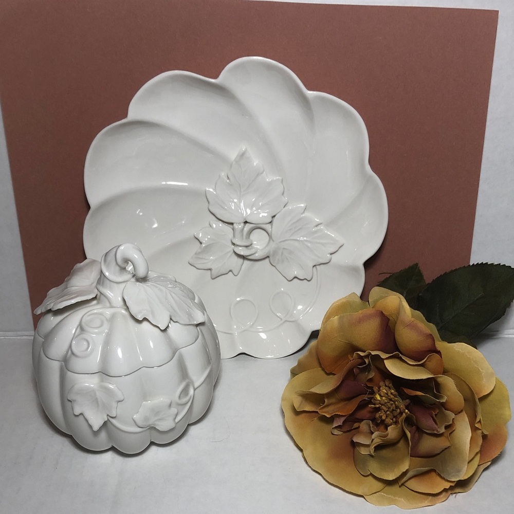 GRACE TEAWARE Pumpkin & Leaf Dish Set WHITE